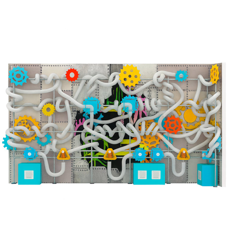 gear themed scarf launcher front view