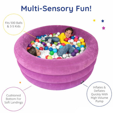 inflatable ball pit with product descriptions 