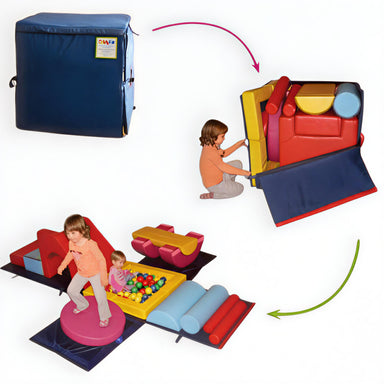 unfolding sequence of foldable soft play gym box