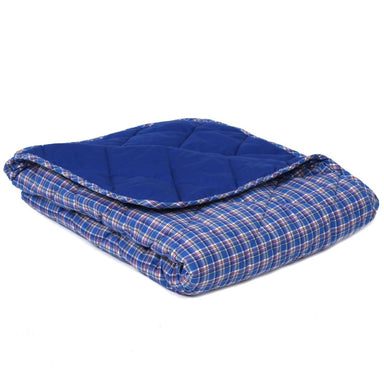 blue colour plaid weighted blanket texture  view