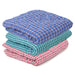 three different colour plaid weighted blankets