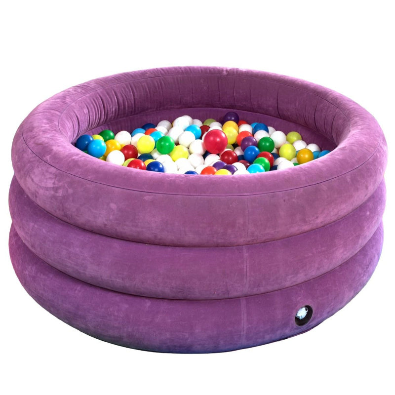 purple inflatable ball pit with balls front view