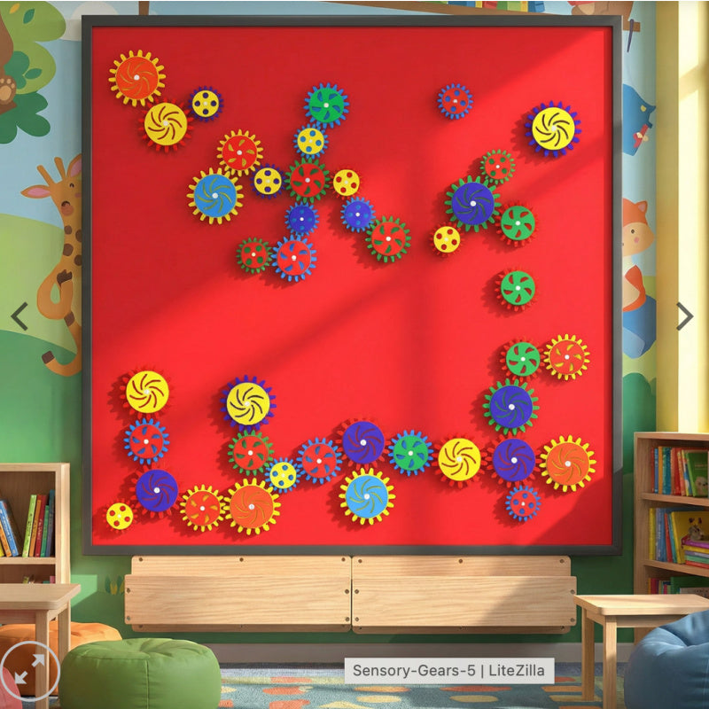 sensory gears themed magnet wall